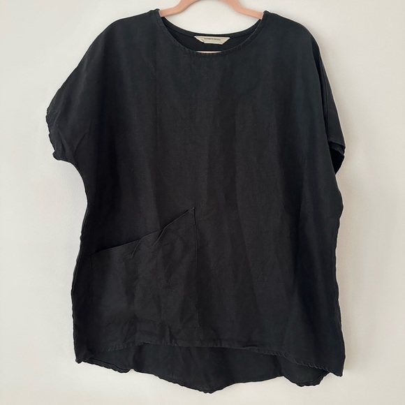 Elizabeth SuzannHarper Tunic in Midweight Linen - BlackOS